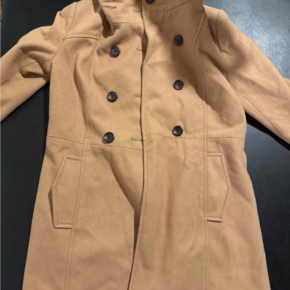 Women's Tan Double-Breasted Coat